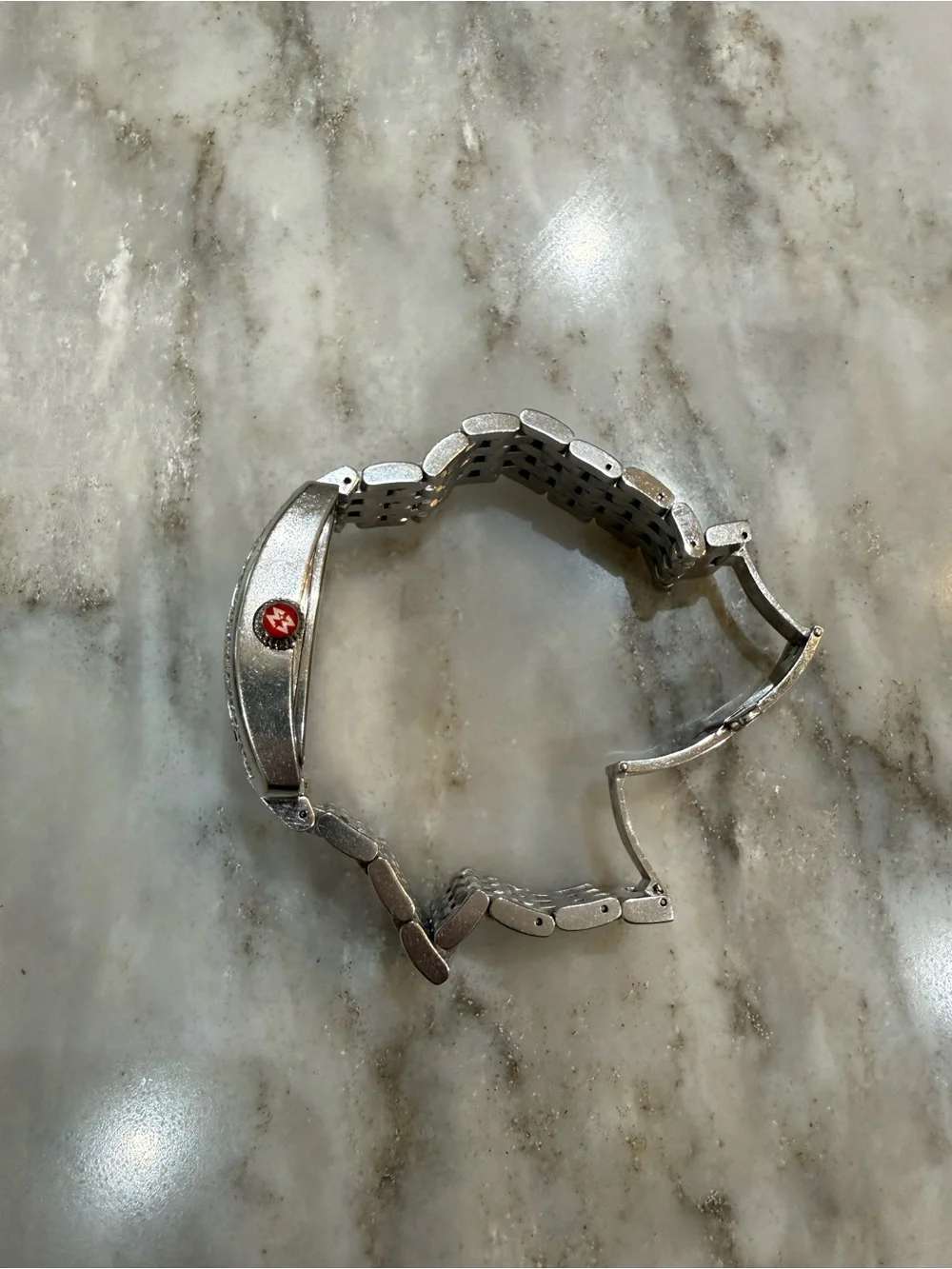 Michele Silver-Tone Diamond Bezel Bracelet Watch